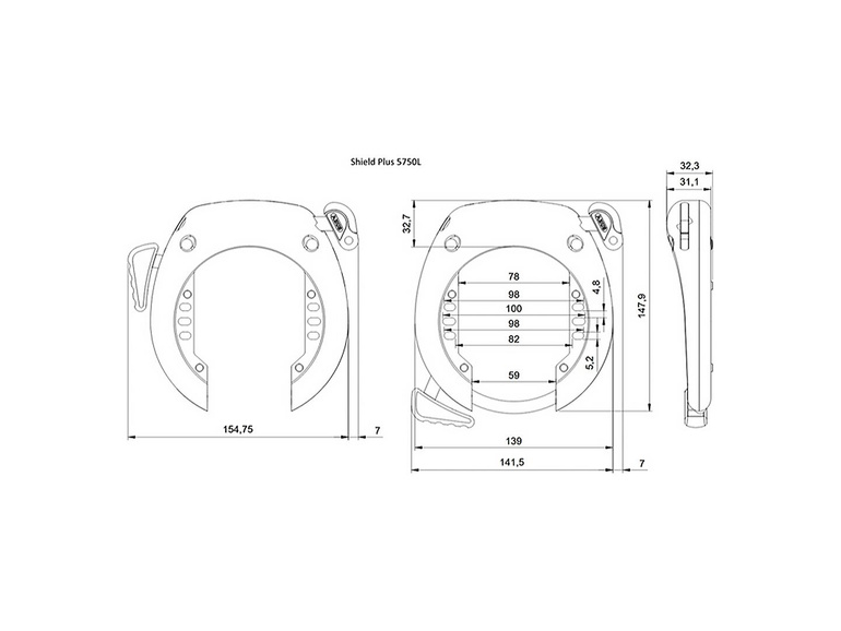 ABUS 5750L Retainable Ring Lock with RIB Battery Lock